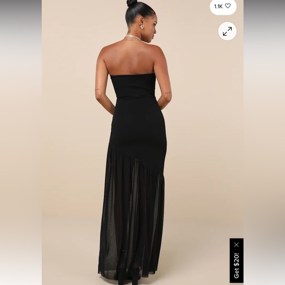 Lulus Exemplary Sensation Black Strapless Asymmetrical Maxi Dress - Picture 2 of 4